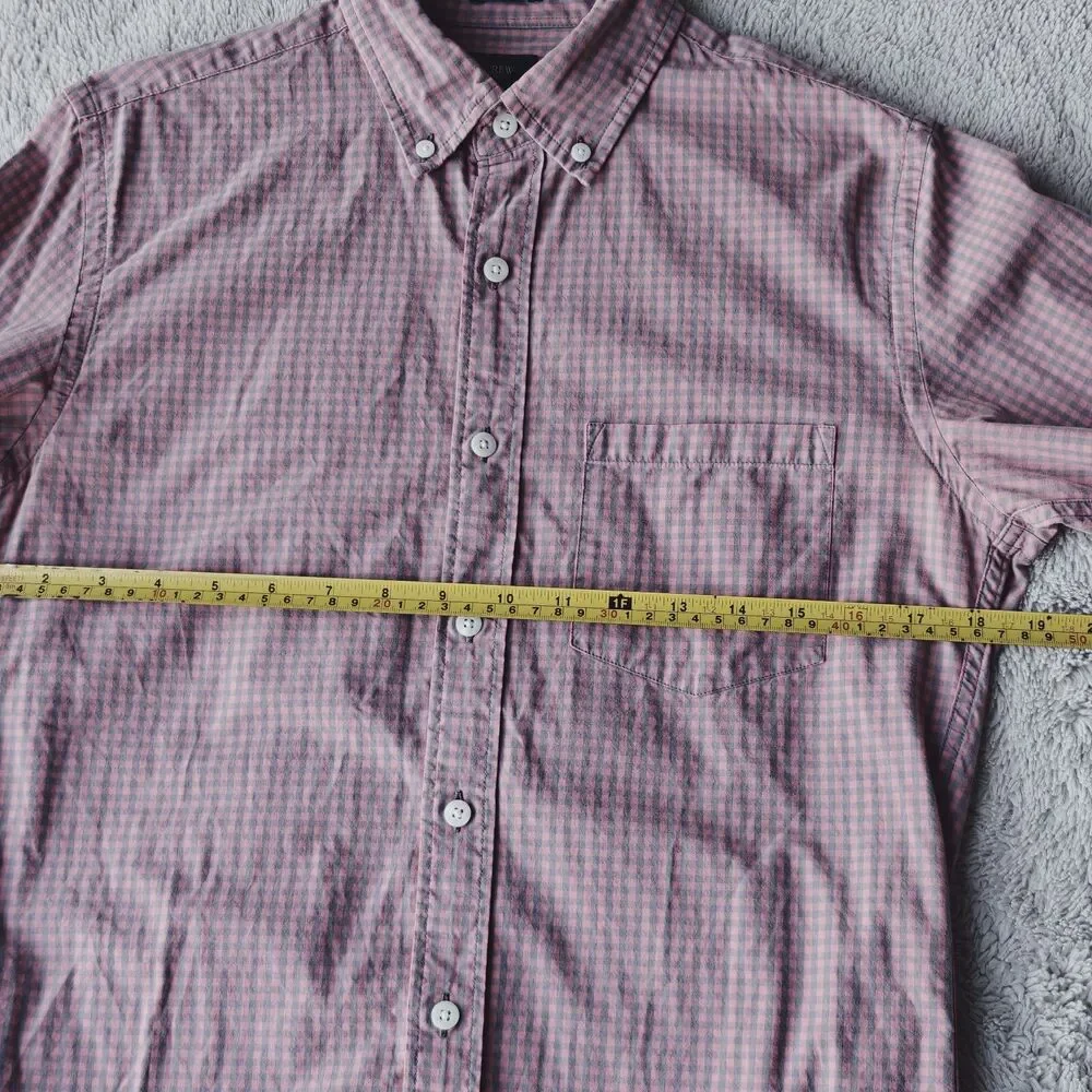 J Crew Check Shirt Men's S Pink Grey Plaid 100% Cotton Slim Fit Lightweight